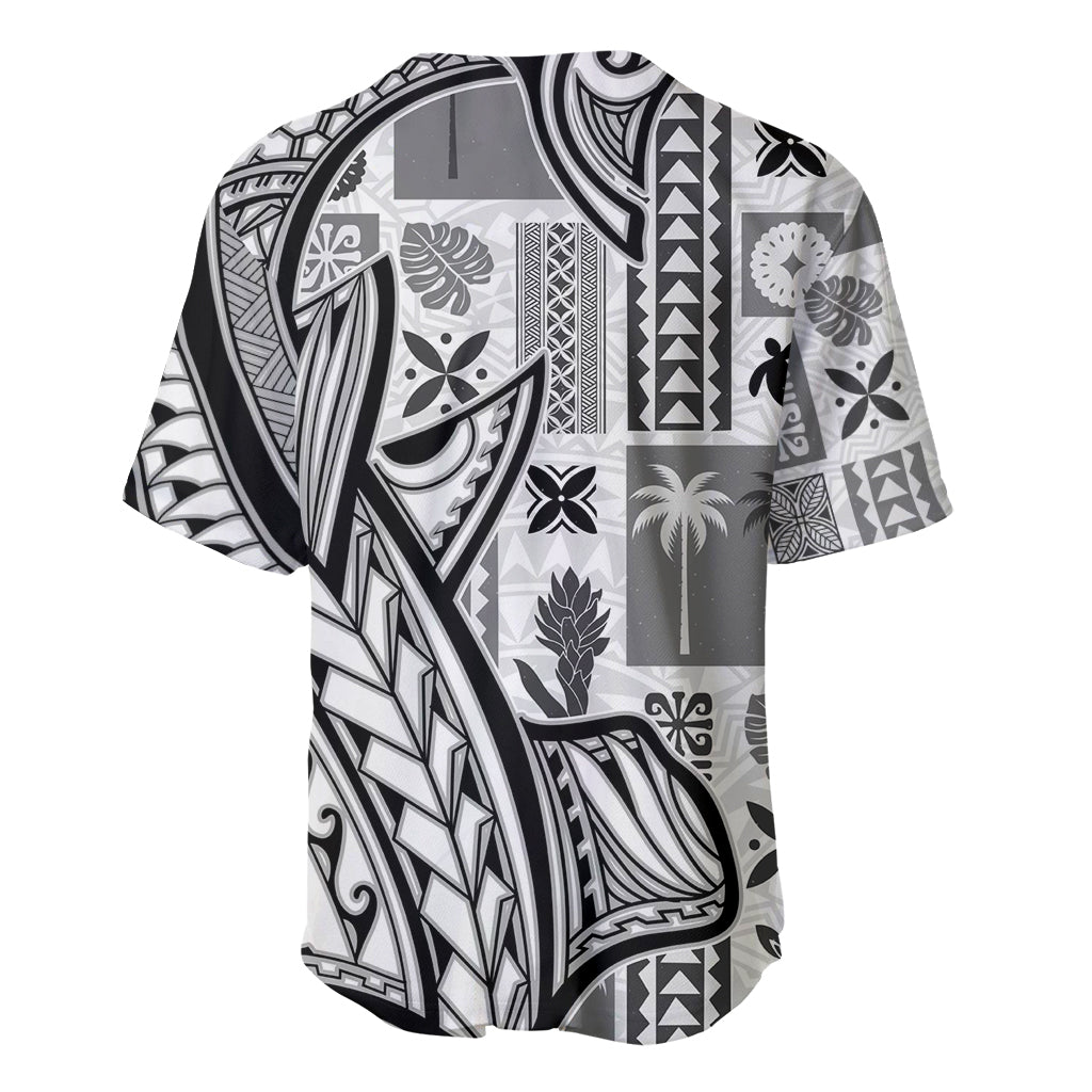 Samoa Tapa Baseball Jersey Siapo Mix Tatau Patterns - White LT7 - Wonder Print Shop