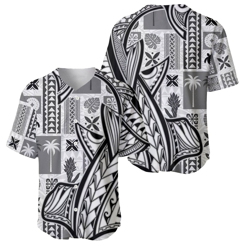 Samoa Tapa Baseball Jersey Siapo Mix Tatau Patterns - White LT7 - Wonder Print Shop