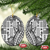 Samoa Tapa Ceramic Ornament Siapo Mix Tatau Patterns - White LT7 - Wonder Print Shop