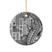Samoa Tapa Ceramic Ornament Siapo Mix Tatau Patterns - White LT7 - Wonder Print Shop