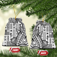 Samoa Tapa Ceramic Ornament Siapo Mix Tatau Patterns - White LT7 - Wonder Print Shop