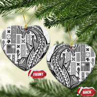 Samoa Tapa Ceramic Ornament Siapo Mix Tatau Patterns - White LT7 - Wonder Print Shop