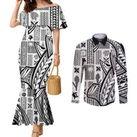 samoa-tapa-couples-matching-mermaid-dress-and-long-sleeve-button-shirt-siapo-mix-tatau-patterns-white