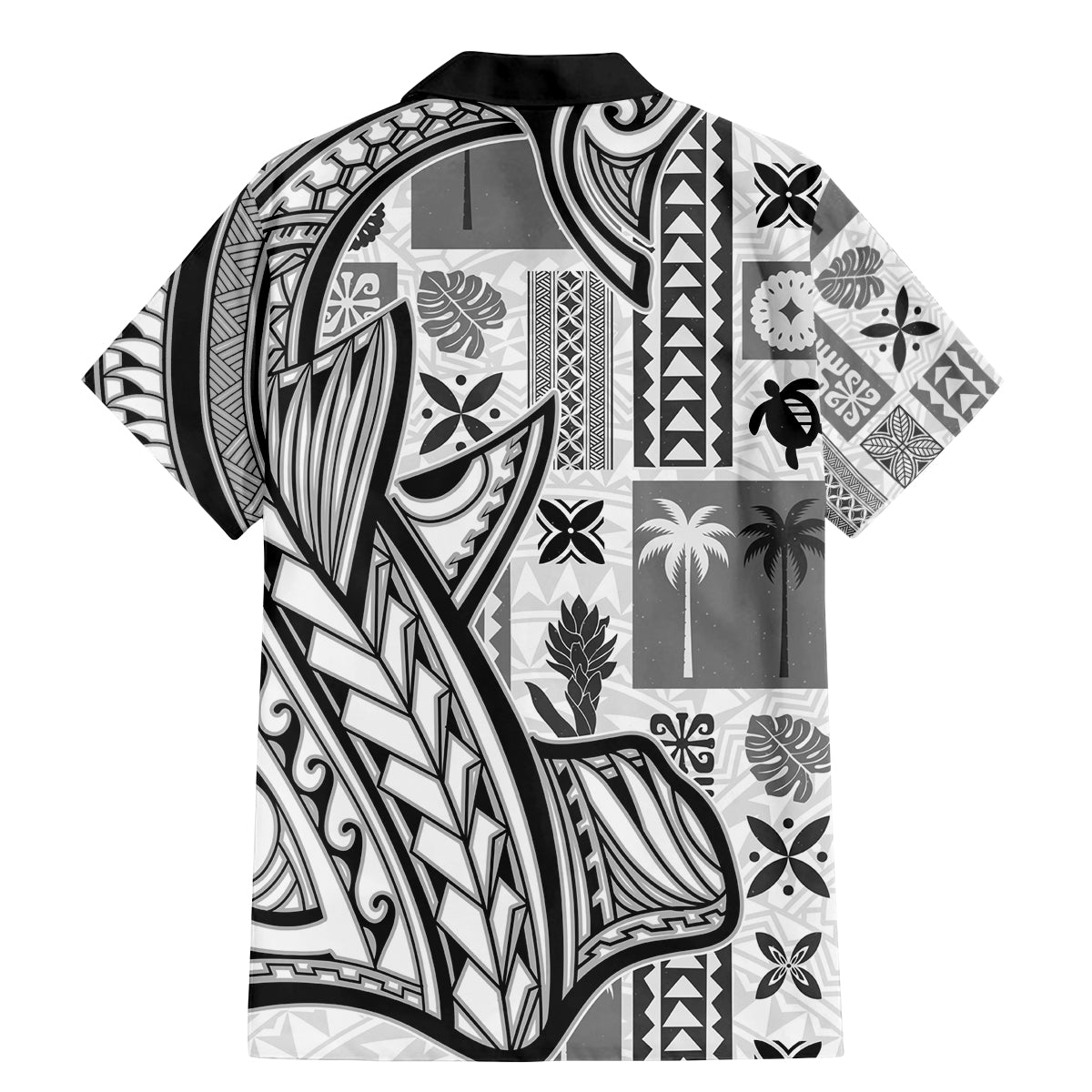 Samoa Tapa Family Matching Mermaid Dress and Hawaiian Shirt Siapo Mix Tatau Patterns - White LT7 - Wonder Print Shop