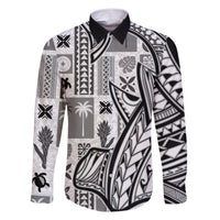 Samoa Tapa Family Matching Short Sleeve Bodycon Dress and Hawaiian Shirt Siapo Mix Tatau Patterns - White - Wonder Print Shop