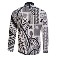 Samoa Tapa Family Matching Short Sleeve Bodycon Dress and Hawaiian Shirt Siapo Mix Tatau Patterns - White - Wonder Print Shop