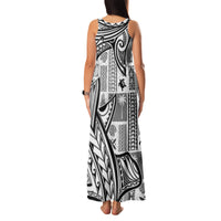 Samoa Tapa Family Matching Tank Maxi Dress and Hawaiian Shirt Siapo Mix Tatau Patterns - White - Wonder Print Shop