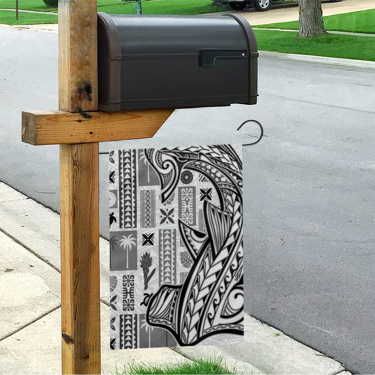 Samoa Tapa Garden Flag Siapo Mix Tatau Patterns - White - Wonder Print Shop