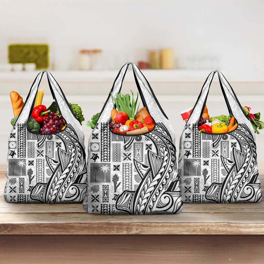 Samoa Tapa Grocery Bag Siapo Mix Tatau Patterns - White
