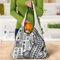 Samoa Tapa Grocery Bag Siapo Mix Tatau Patterns - White