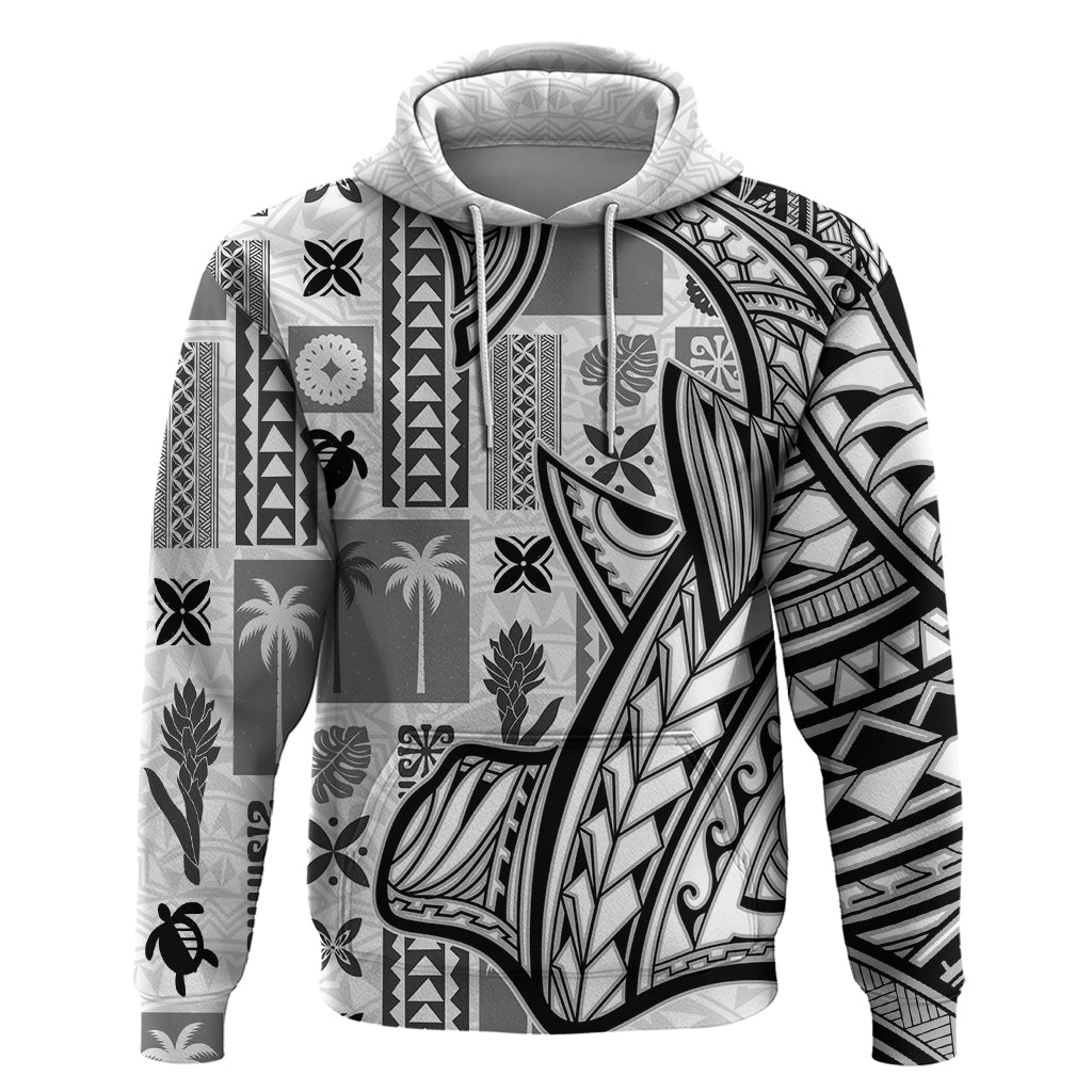 Samoa Tapa Hoodie Siapo Mix Tatau Patterns - White - Wonder Print Shop