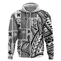 Samoa Tapa Hoodie Siapo Mix Tatau Patterns - White - Wonder Print Shop