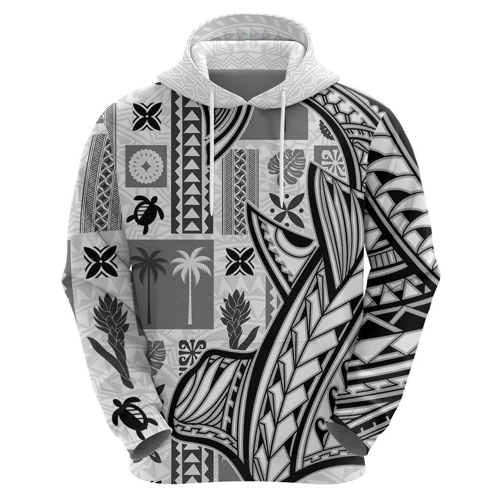 Samoa Tapa Hoodie Siapo Mix Tatau Patterns - White - Wonder Print Shop