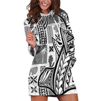 Samoa Tapa Hoodie Dress Siapo Mix Tatau Patterns - White - Wonder Print Shop