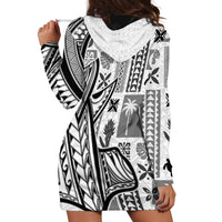 Samoa Tapa Hoodie Dress Siapo Mix Tatau Patterns - White - Wonder Print Shop