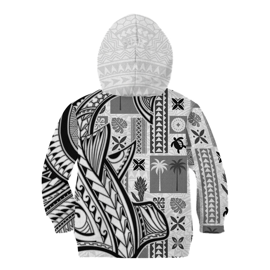 Samoa Tapa Kid Hoodie Siapo Mix Tatau Patterns - White - Wonder Print Shop