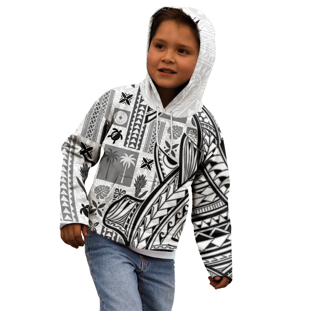Samoa Tapa Kid Hoodie Siapo Mix Tatau Patterns - White - Wonder Print Shop