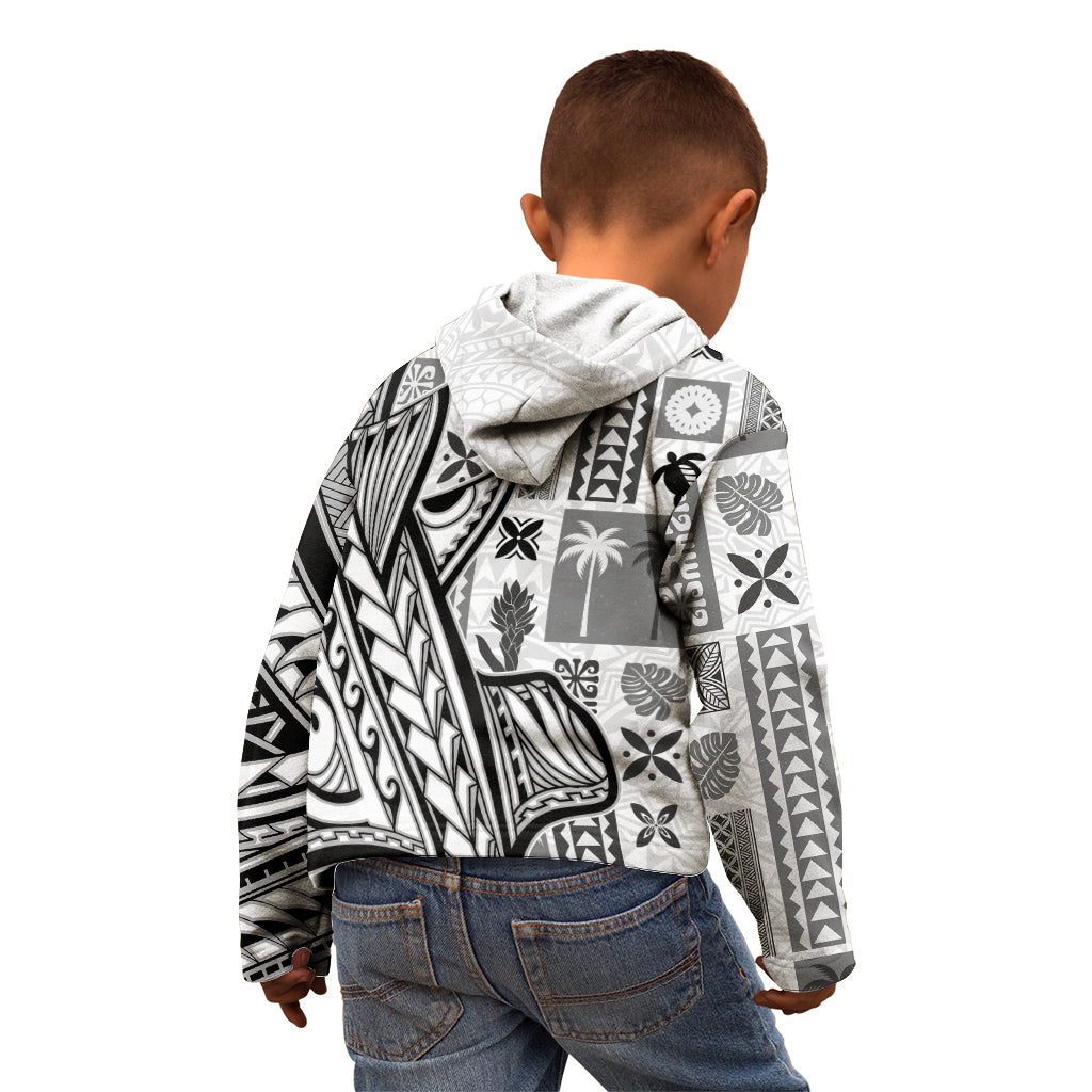 Samoa Tapa Kid Hoodie Siapo Mix Tatau Patterns - White - Wonder Print Shop