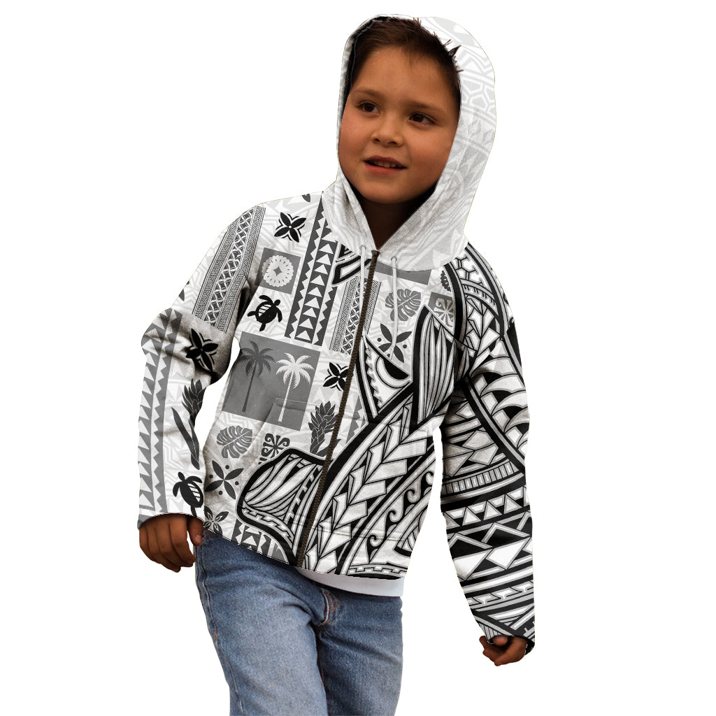 Samoa Tapa Kid Hoodie Siapo Mix Tatau Patterns - White - Wonder Print Shop
