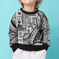 Samoa Tapa Kid Ugly Christmas Sweater Siapo Mix Tatau Patterns - White - Wonder Print Shop