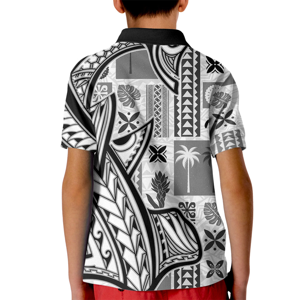 Samoa Tapa Kid Polo Shirt Siapo Mix Tatau Patterns - White - Wonder Print Shop