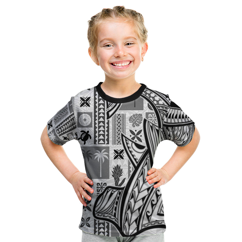 Samoa Tapa Kid T Shirt Siapo Mix Tatau Patterns - White - Wonder Print Shop