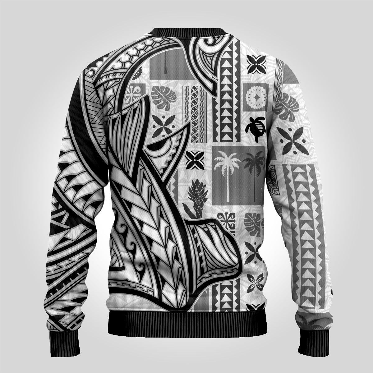 Samoa Tapa Ugly Christmas Sweater Siapo Mix Tatau Patterns - White - Wonder Print Shop