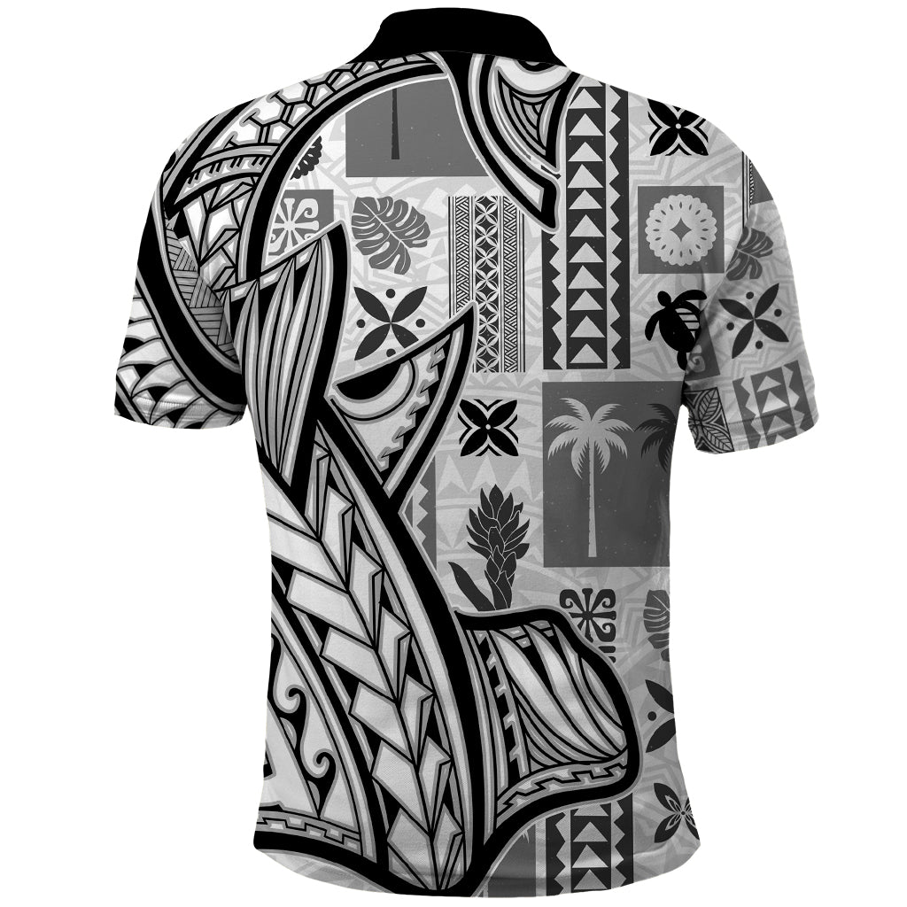 Samoa Tapa Polo Shirt Siapo Mix Tatau Patterns - White - Wonder Print Shop