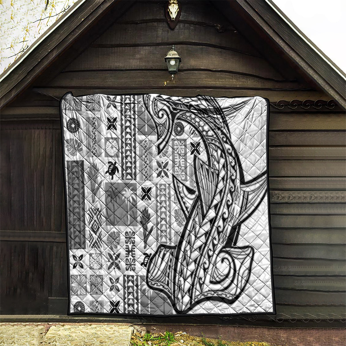 Samoa Tapa Quilt Siapo Mix Tatau Patterns - White - Wonder Print Shop
