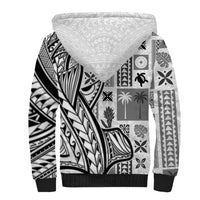 Samoa Tapa Sherpa Hoodie Siapo Mix Tatau Patterns - White - Wonder Print Shop