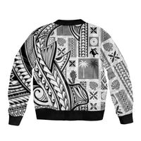 Samoa Tapa Sleeve Zip Bomber Jacket Siapo Mix Tatau Patterns - White - Wonder Print Shop