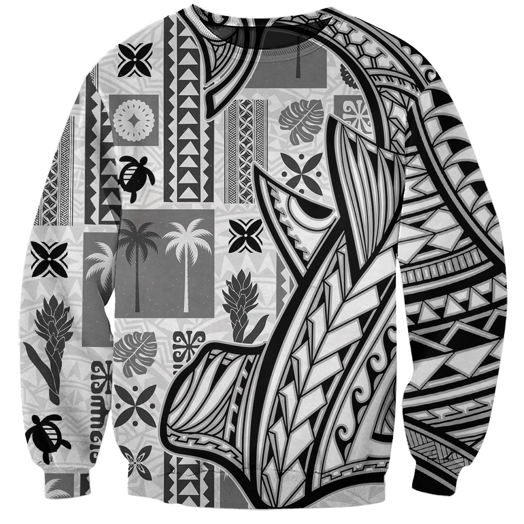 Samoa Tapa Sweatshirt Siapo Mix Tatau Patterns - White - Wonder Print Shop