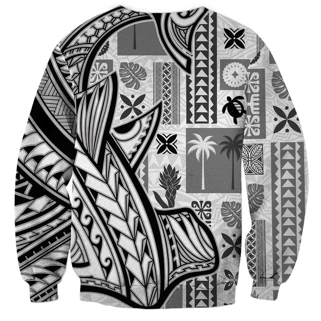 Samoa Tapa Sweatshirt Siapo Mix Tatau Patterns - White - Wonder Print Shop