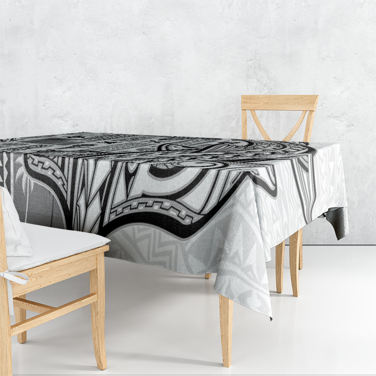 Samoa Tapa Tablecloth Siapo Mix Tatau Patterns - White - Wonder Print Shop