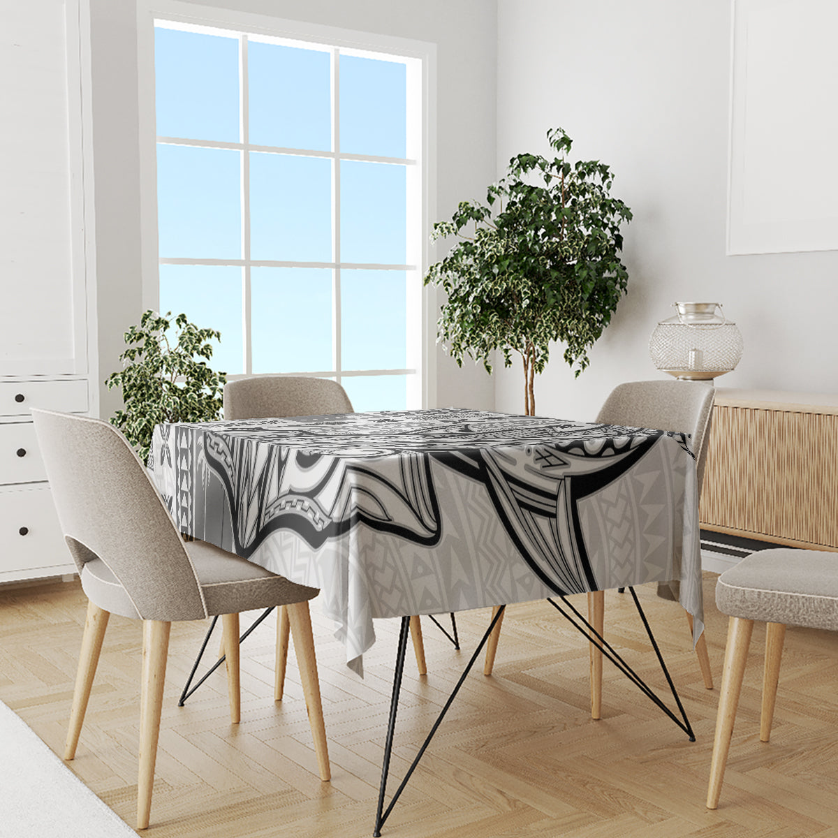 Samoa Tapa Tablecloth Siapo Mix Tatau Patterns - White - Wonder Print Shop