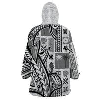 Samoa Tapa Wearable Blanket Hoodie Siapo Mix Tatau Patterns - White - Wonder Print Shop