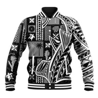 Samoa Tapa Baseball Jacket Siapo Mix Tatau Patterns - Black LT7 - Wonder Print Shop