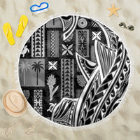Samoa Tapa Beach Blanket Siapo Mix Tatau Patterns - Black LT7 - Wonder Print Shop