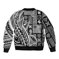 Samoa Tapa Bomber Jacket Siapo Mix Tatau Patterns - Black LT7 - Wonder Print Shop