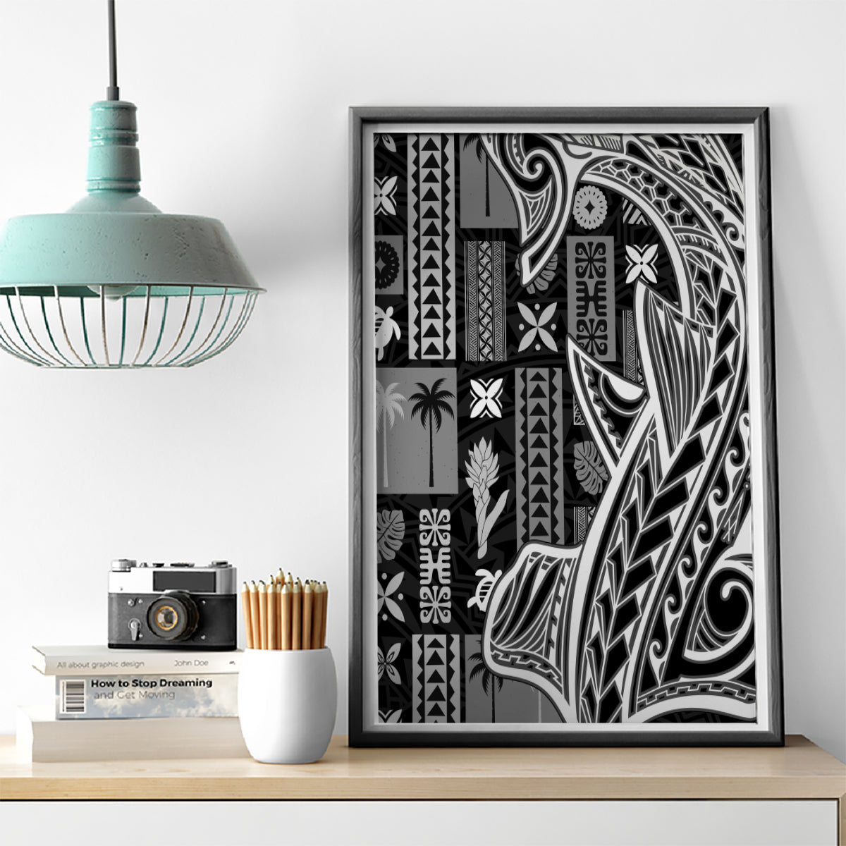 Samoa Tapa Canvas Wall Art Siapo Mix Tatau Patterns - Black LT7 - Wonder Print Shop