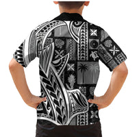 Samoa Tapa Family Matching Mermaid Dress and Hawaiian Shirt Siapo Mix Tatau Patterns - Black LT7 - Wonder Print Shop
