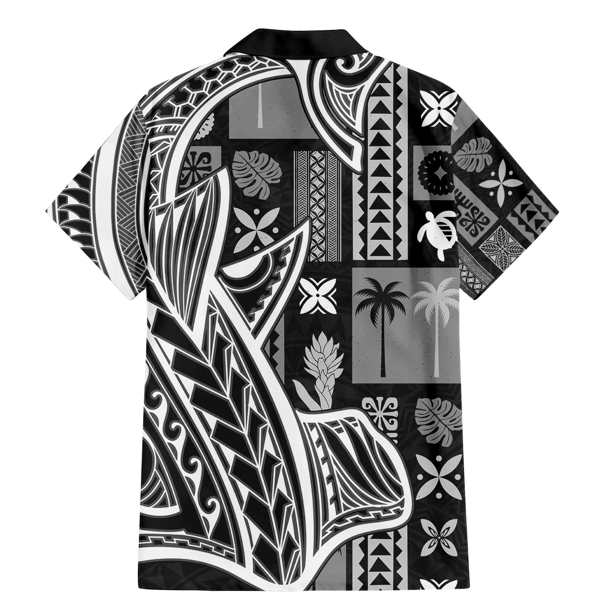 Samoa Tapa Family Matching Mermaid Dress and Hawaiian Shirt Siapo Mix Tatau Patterns - Black LT7 - Wonder Print Shop