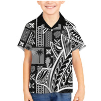 Samoa Tapa Family Matching Mermaid Dress and Hawaiian Shirt Siapo Mix Tatau Patterns - Black LT7 - Wonder Print Shop