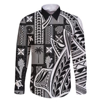 Samoa Tapa Family Matching Puletasi Dress and Hawaiian Shirt Siapo Mix Tatau Patterns - Black - Wonder Print Shop