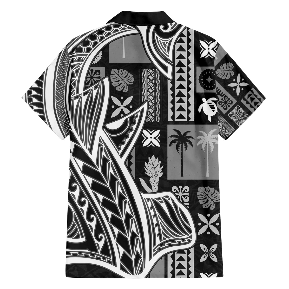 Samoa Tapa Family Matching Tank Maxi Dress and Hawaiian Shirt Siapo Mix Tatau Patterns - Black - Wonder Print Shop
