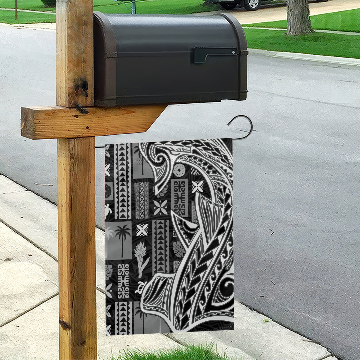 Samoa Tapa Garden Flag Siapo Mix Tatau Patterns - Black - Wonder Print Shop