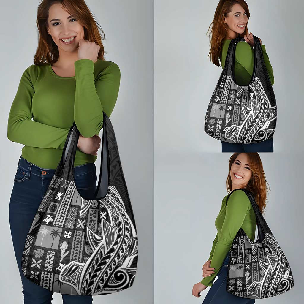 Samoa Tapa Grocery Bag Siapo Mix Tatau Patterns - Black