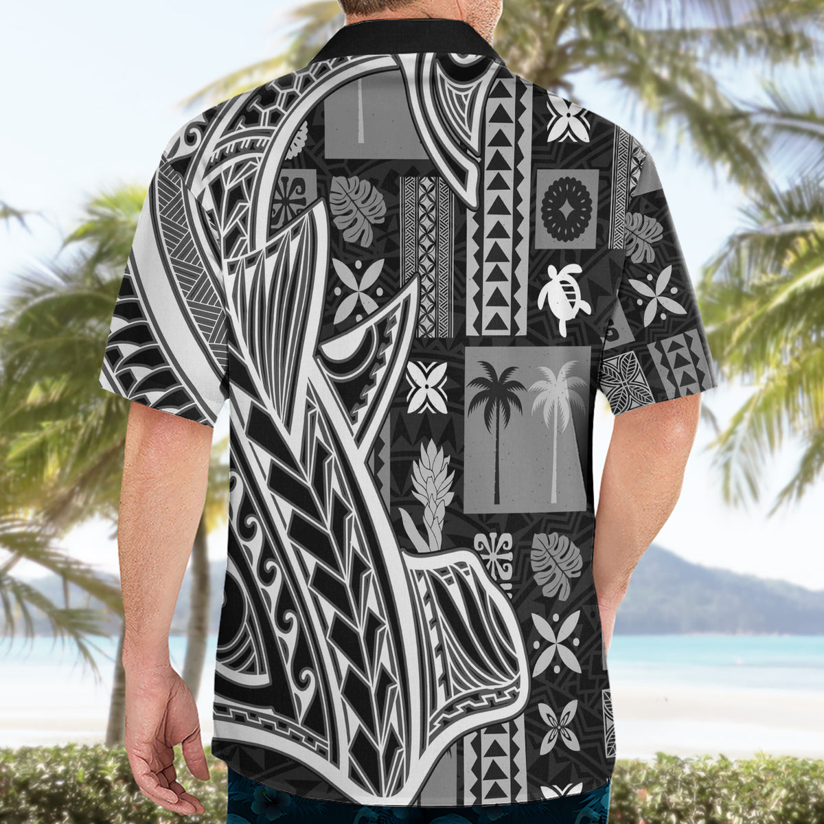 Samoa Tapa Hawaiian Shirt Siapo Mix Tatau Patterns - Black - Wonder Print Shop