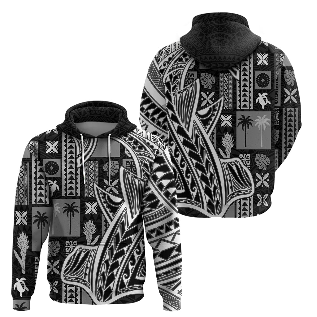 Samoa Tapa Hoodie Siapo Mix Tatau Patterns - Black - Wonder Print Shop