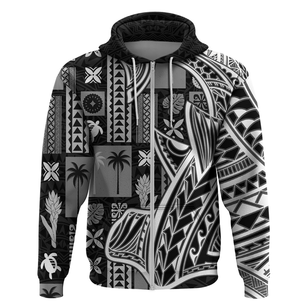Samoa Tapa Hoodie Siapo Mix Tatau Patterns - Black - Wonder Print Shop